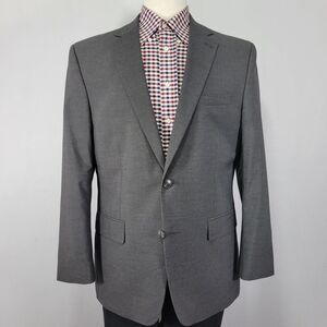 Haggar Mens Sport Coat Blazer Two Button Gray Light Weight Poly Blend CH Gry 42R
